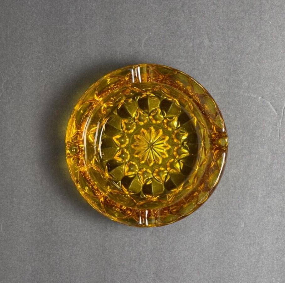 MCM Anchor Hocking amber glass ashtray Fairfield Starburst functioning decor