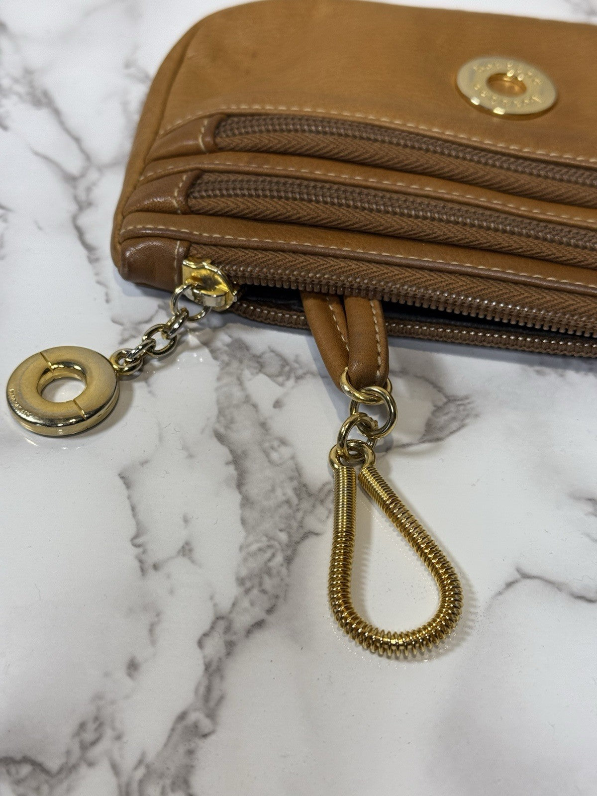 Vintage Bettina leather Belt Bag - Cognac w/ Gold Details - Made In Italy
