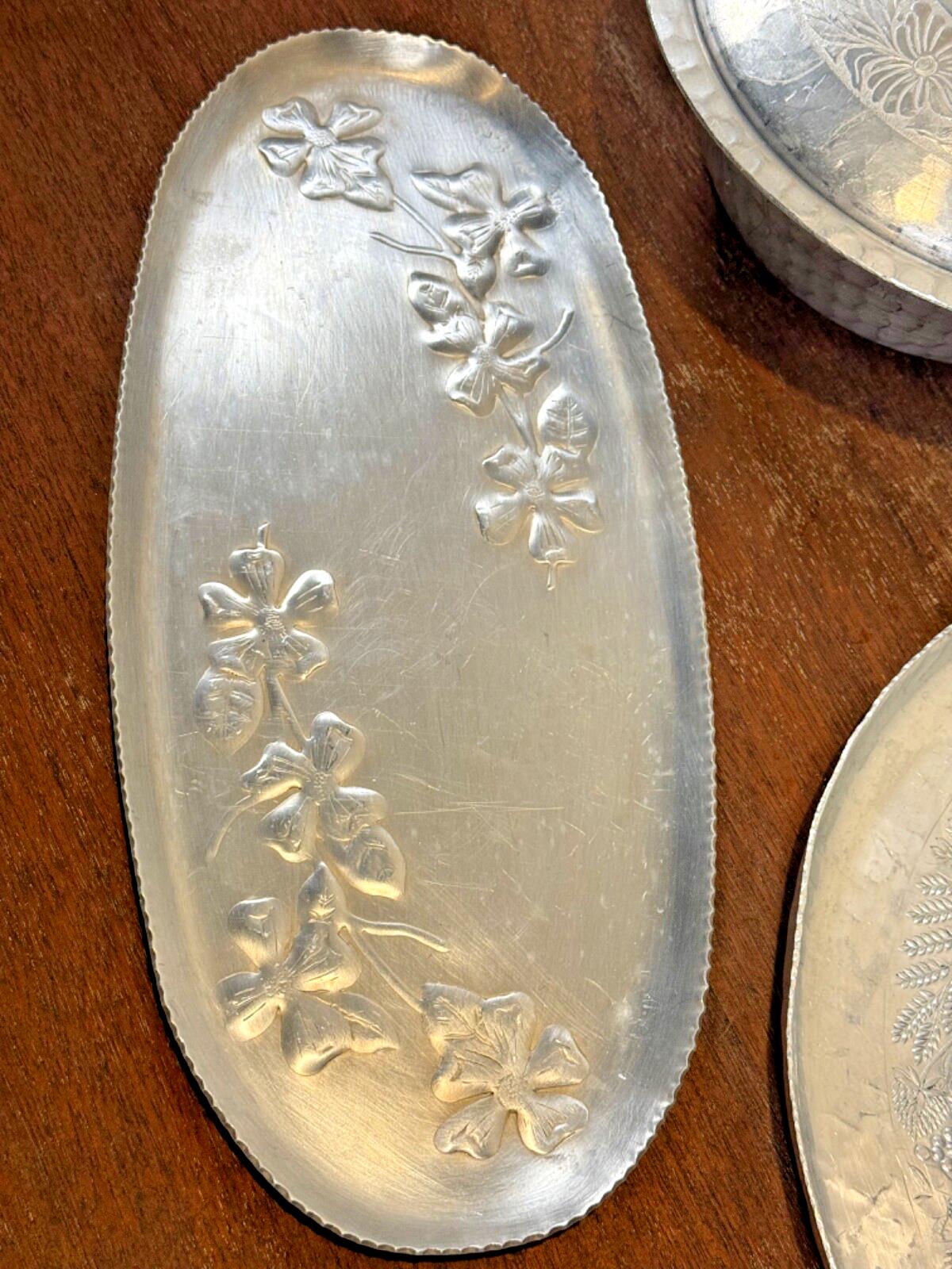 SALE! Vintage Everlast Forged Aluminum Hammered Floral Theme LOT - 4 pieces