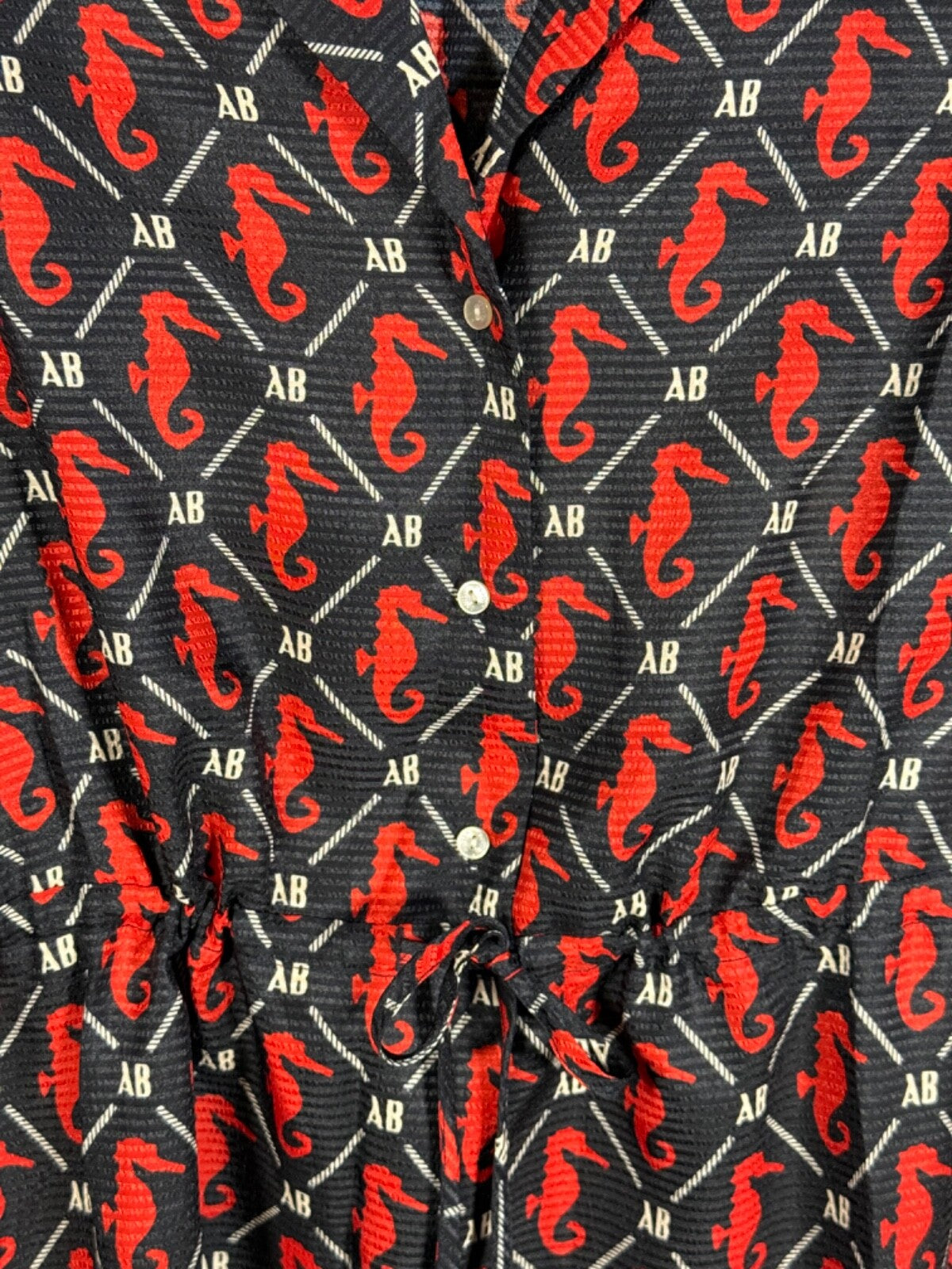 Scotch and Soda Shirt dress, Women's size X Small - Seahorse Print, Red and blue
