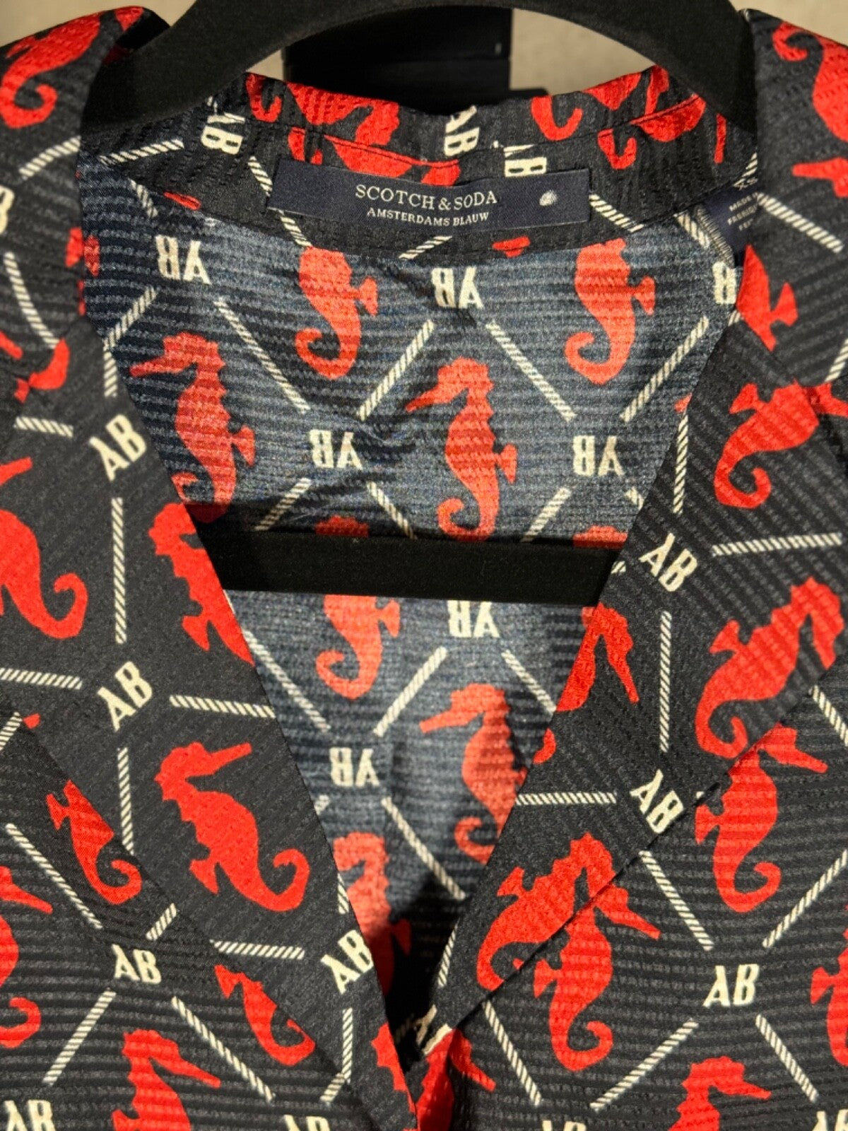 Scotch and Soda Shirt dress, Women's size X Small - Seahorse Print, Red and blue