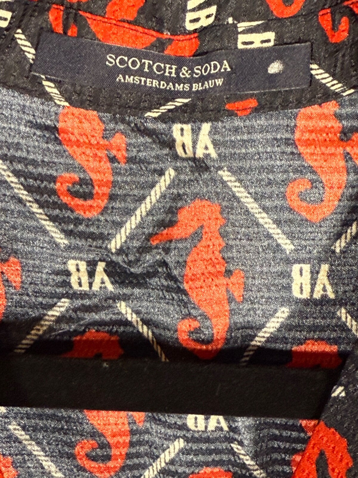 Scotch and Soda Shirt dress, Women's size X Small - Seahorse Print, Red and blue
