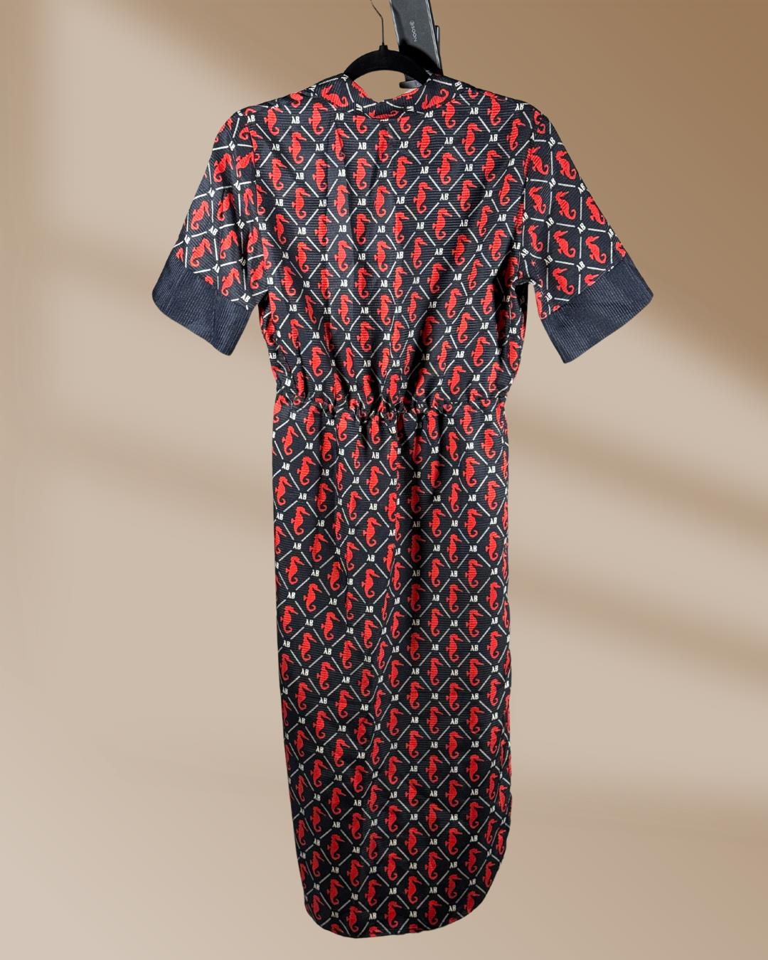 Scotch and Soda Shirt dress, Women's size X Small - Seahorse Print, Red and blue