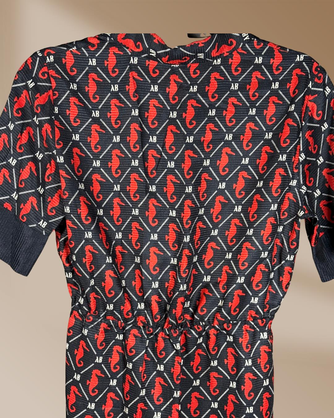 Scotch and Soda Shirt dress, Women's size X Small - Seahorse Print, Red and blue