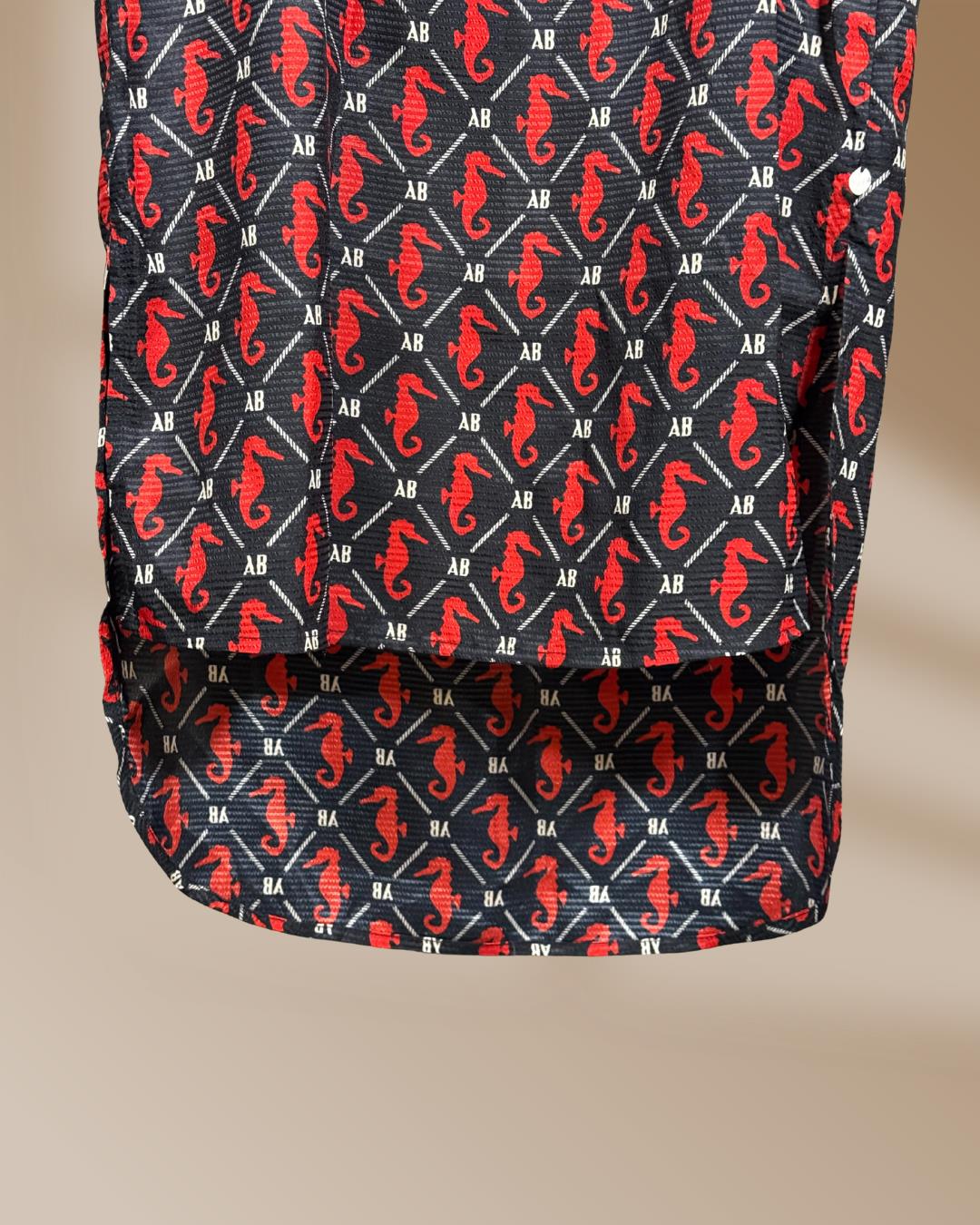 Scotch and Soda Shirt dress, Women's size X Small - Seahorse Print, Red and blue