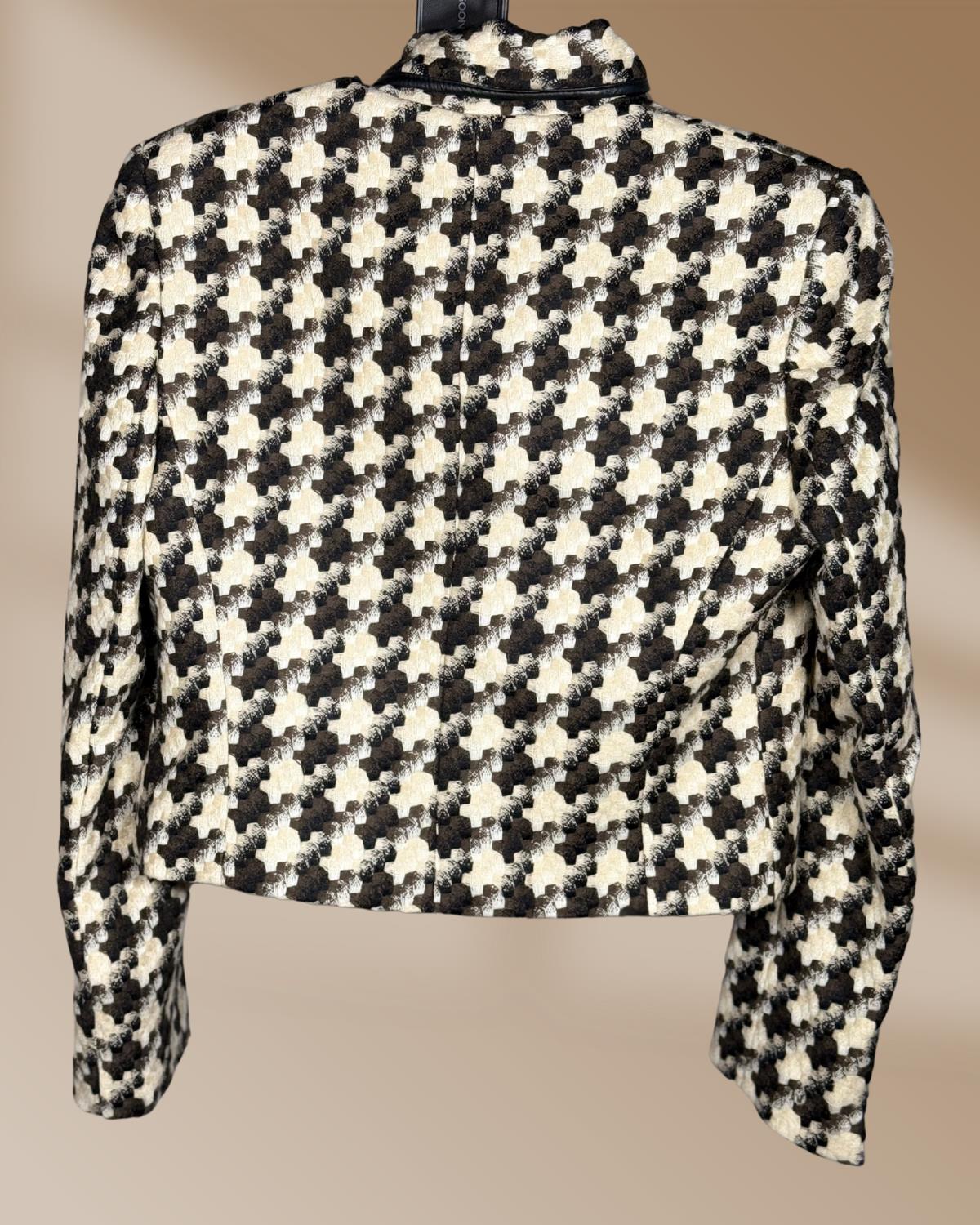 vintage fashion brand wool blazer, women's medium, houndstooth black cream brown