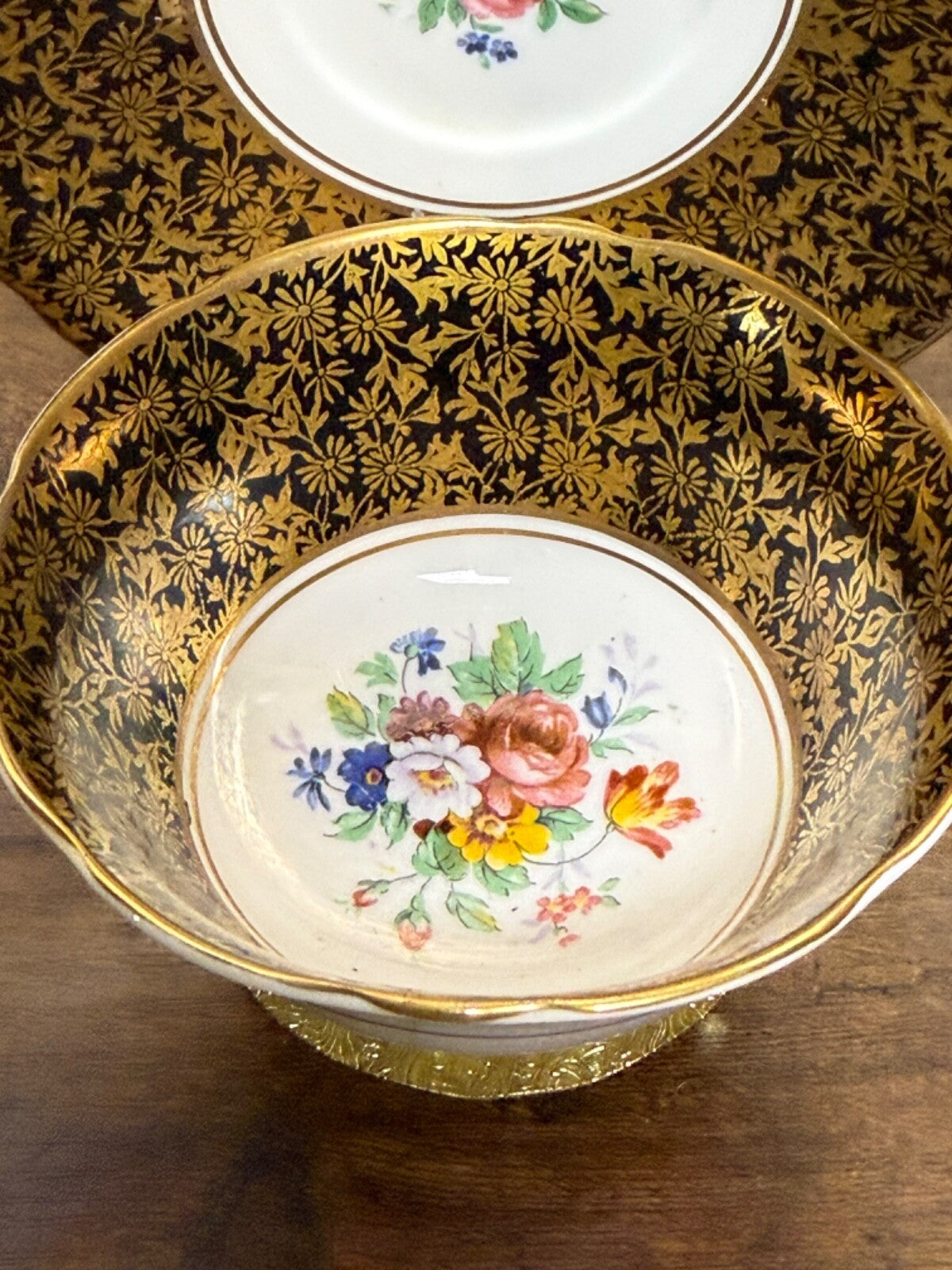 Vintage Aynsley Fine China Tea Cup & Saucer C878 Cobalt Blue & Gold