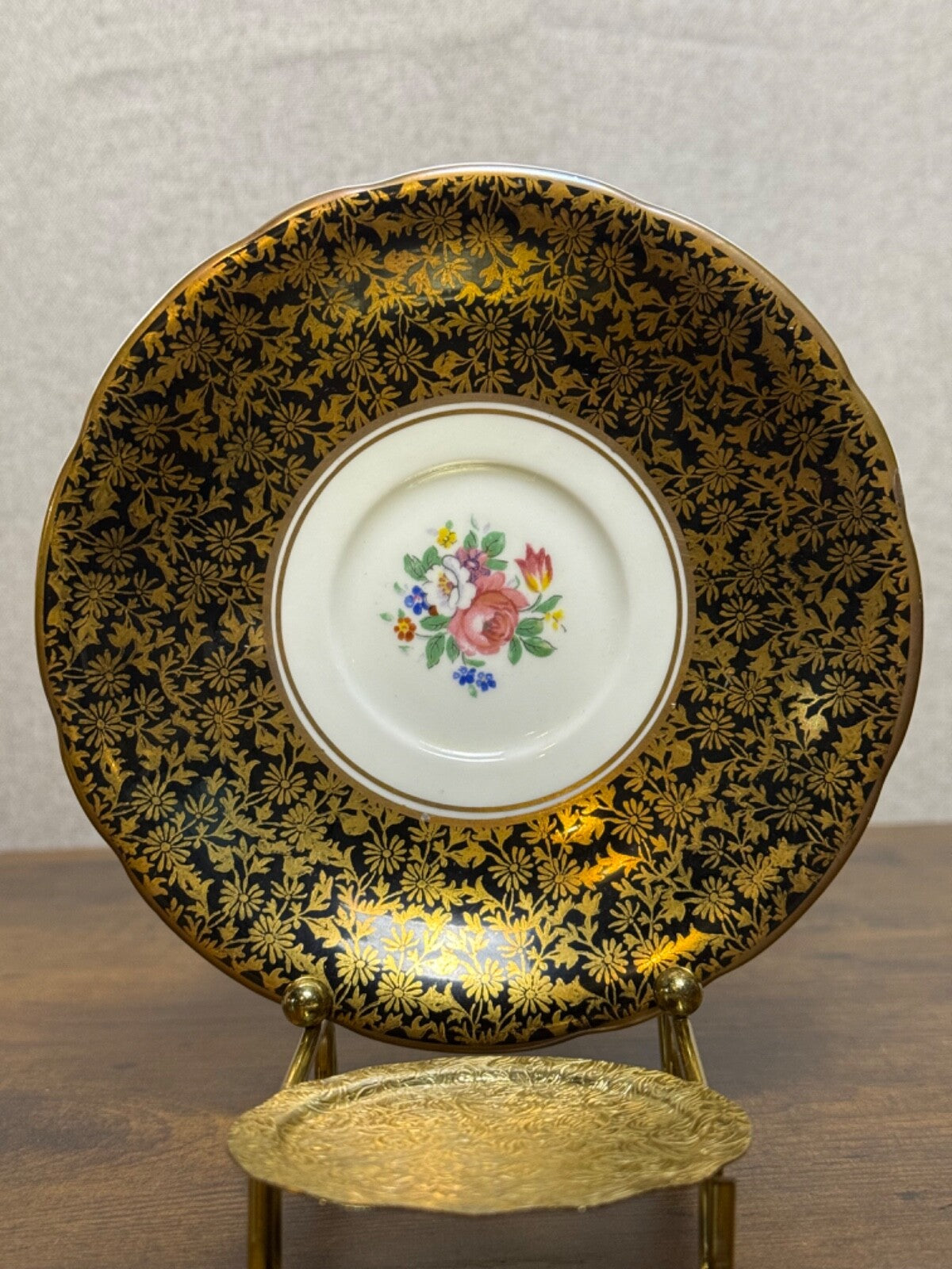 Vintage Aynsley Fine China Tea Cup & Saucer C878 Cobalt Blue & Gold
