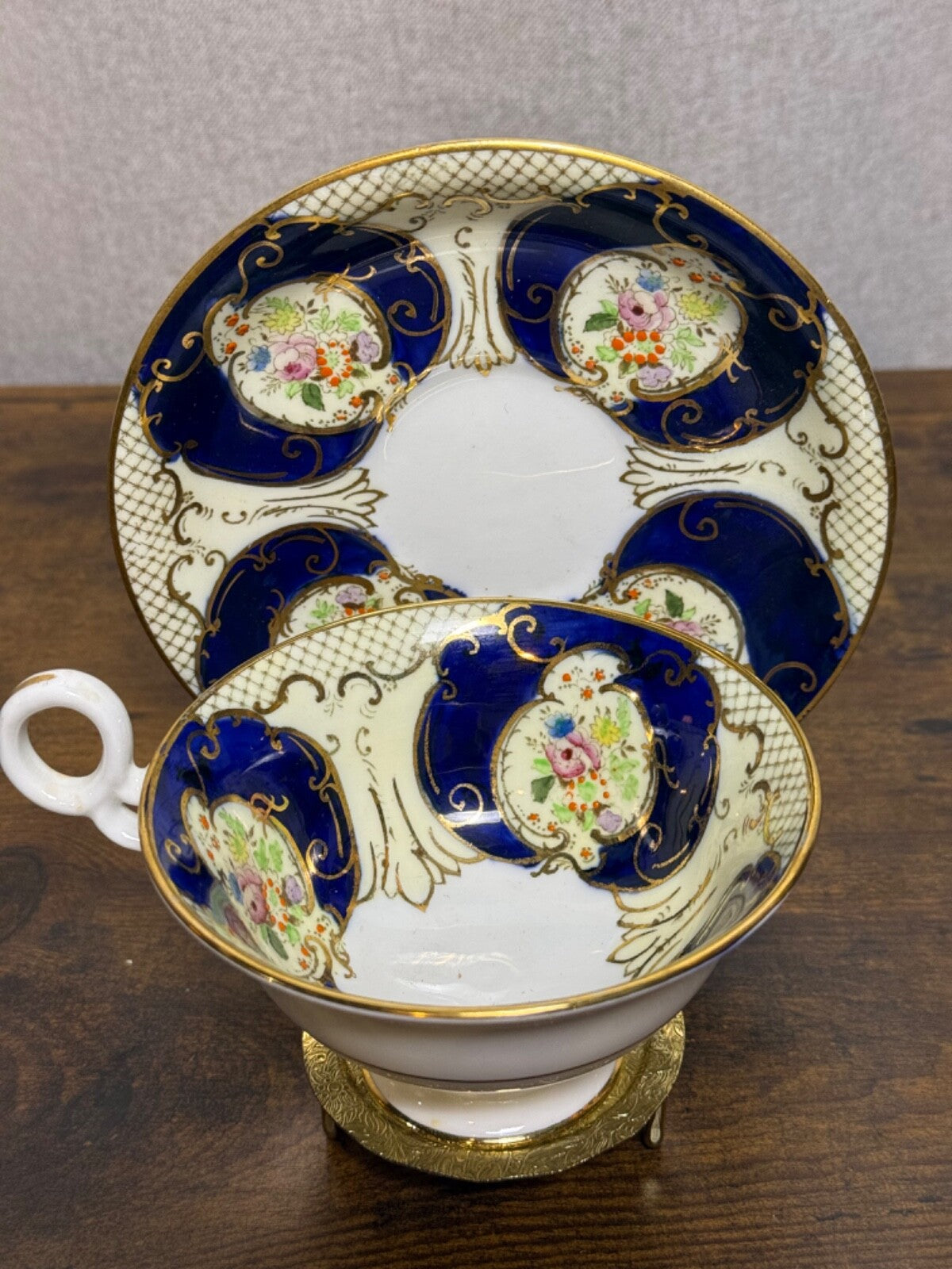 Vintage Fenton Regent Bone China Tea Cup & Saucer Hand Painted Made in England