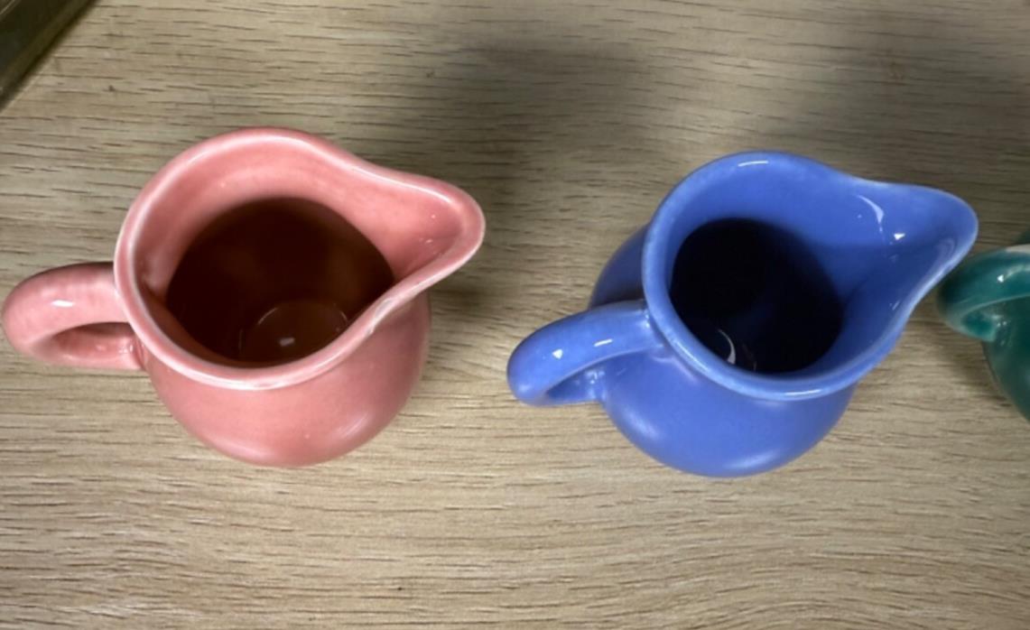 SALE! Vintage Homer Laughlin Harlequin Pottery Individual Creamers Set of 2