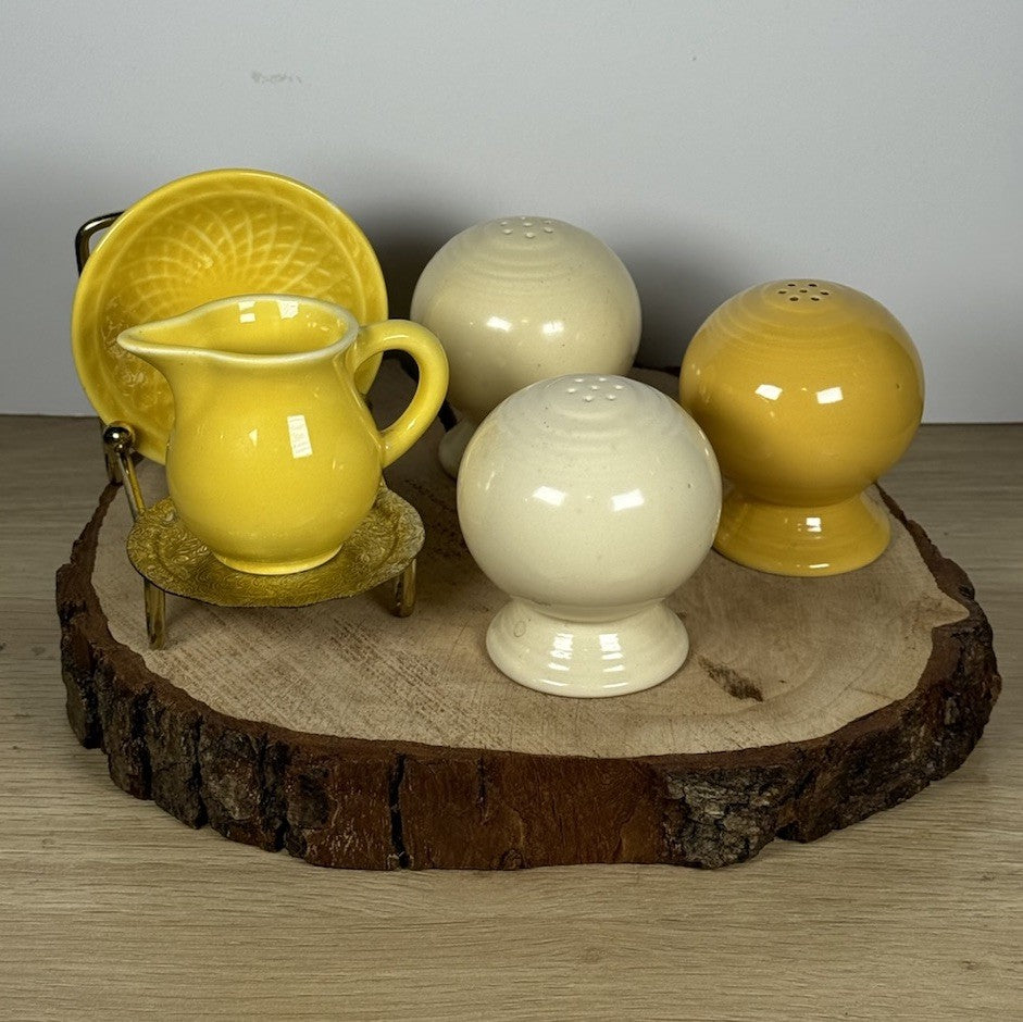 Vintage Homer Laughlin Harlequin Yellow Mini Creamer & Dish Set