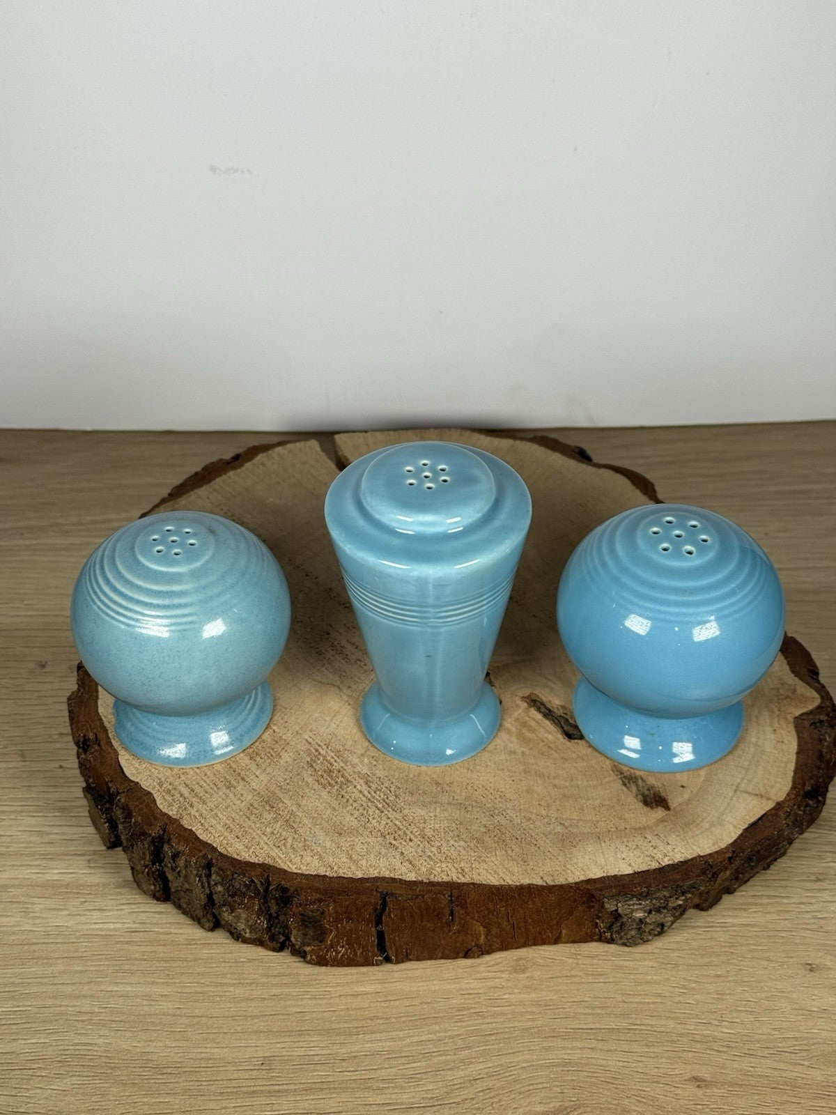 Vintage Homer Laughlin Fiesta and Harlequin Blue Salt & Pepper Shakers Set Of 3