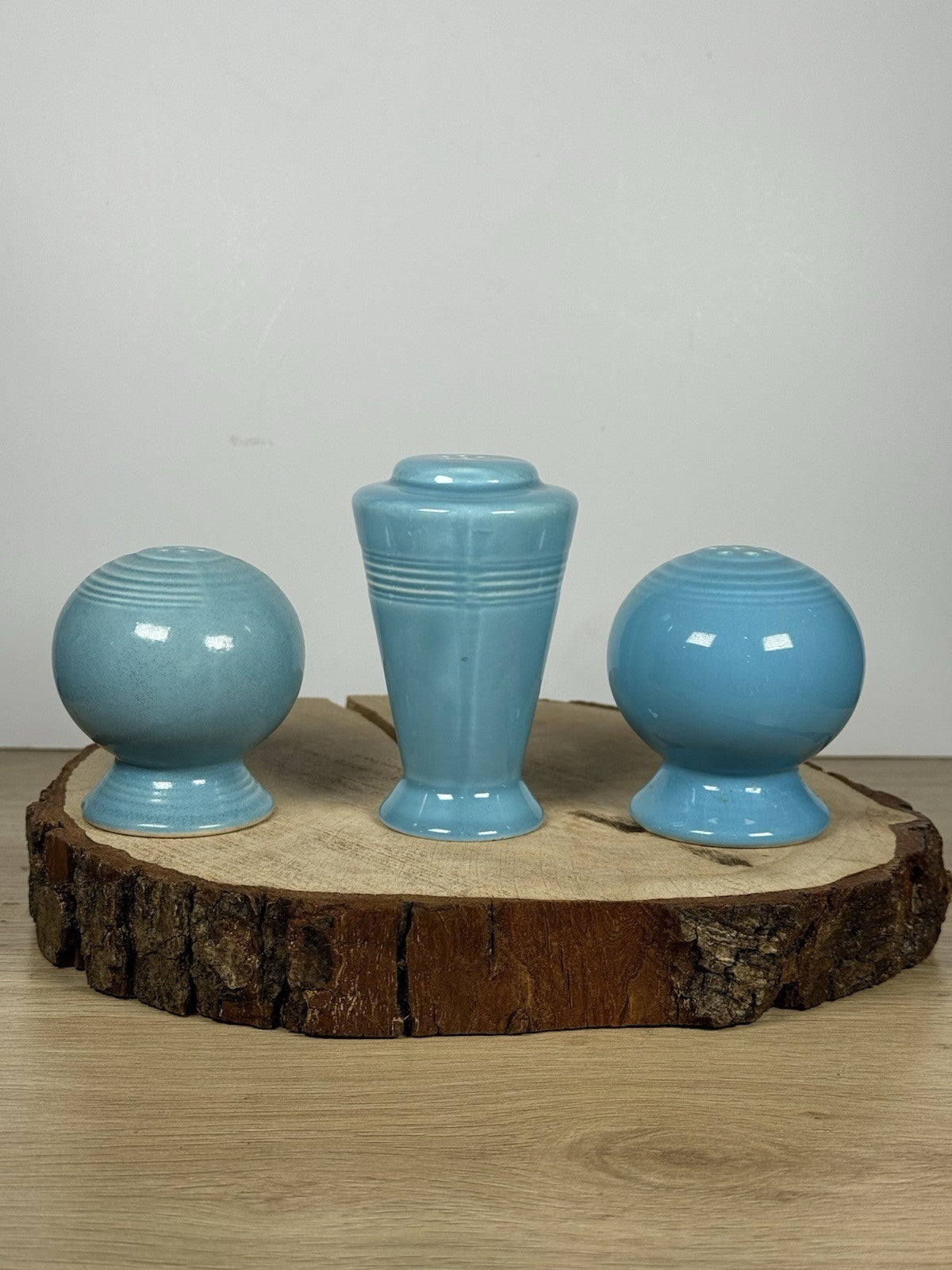 Vintage Homer Laughlin Fiesta and Harlequin Blue Salt & Pepper Shakers Set Of 3