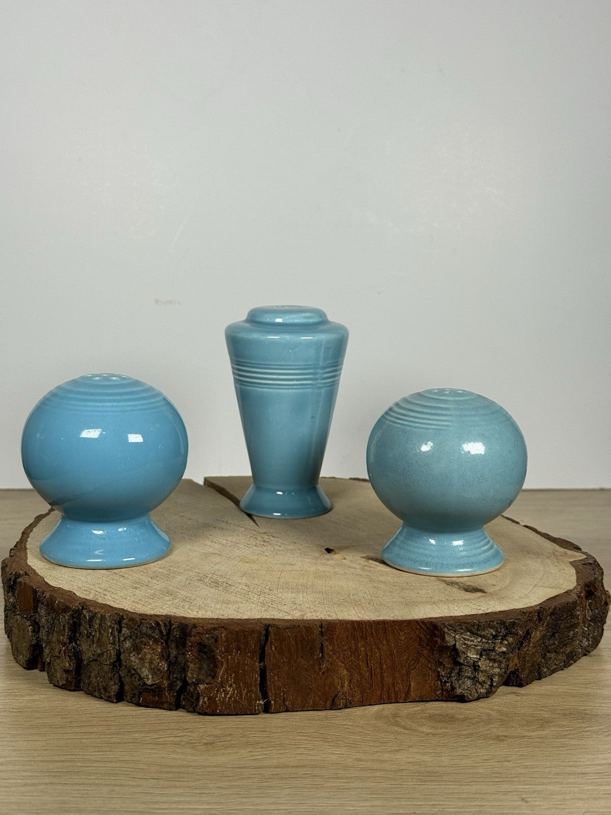 Vintage Homer Laughlin Fiesta and Harlequin Blue Salt & Pepper Shakers Set Of 3