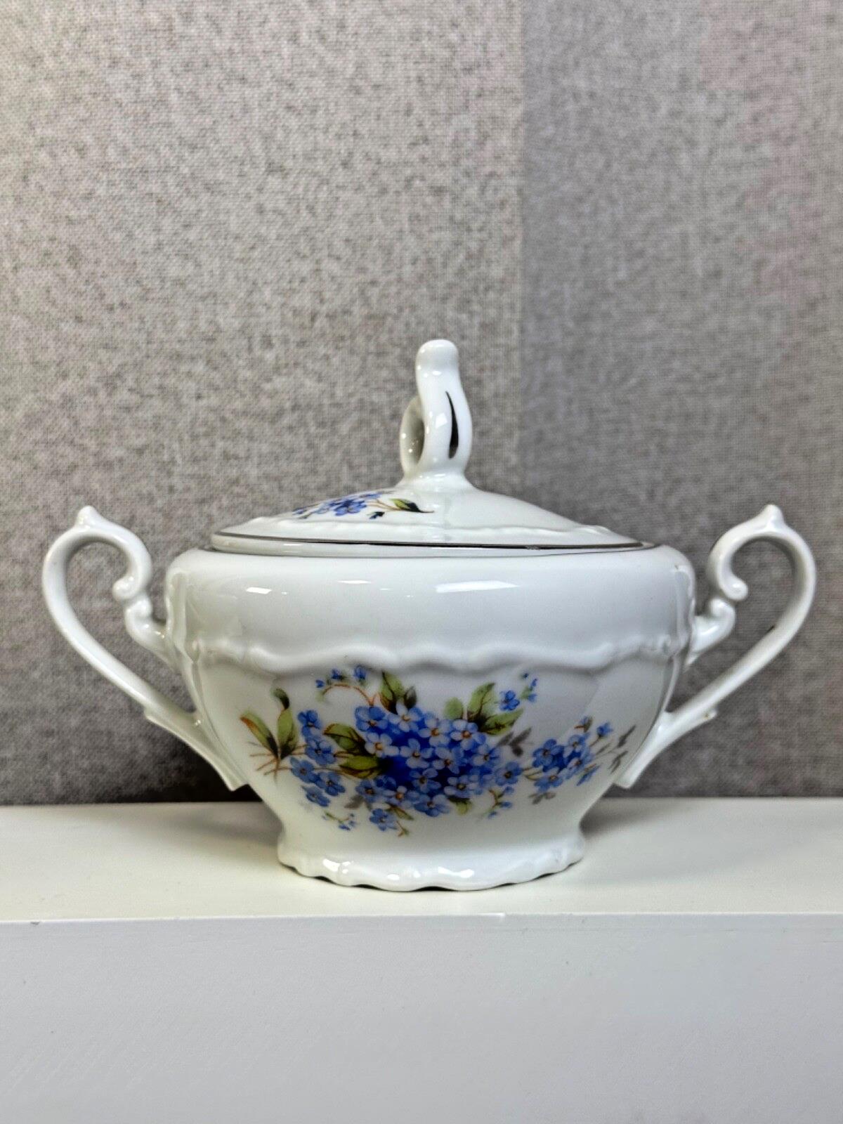 SALE! Vintage Deauville China Forget Me Nots Flower Design Creamer & Sugar Dish