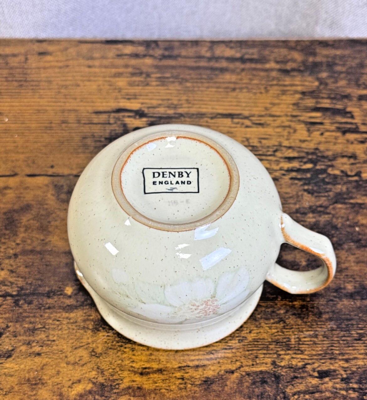 Vintage Denby Daybreak Stoneware LOT cups, saucers, creamer, sugar bowl, plate