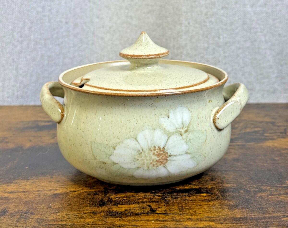 Vintage Denby Daybreak Stoneware LOT cups, saucers, creamer, sugar bowl, plate