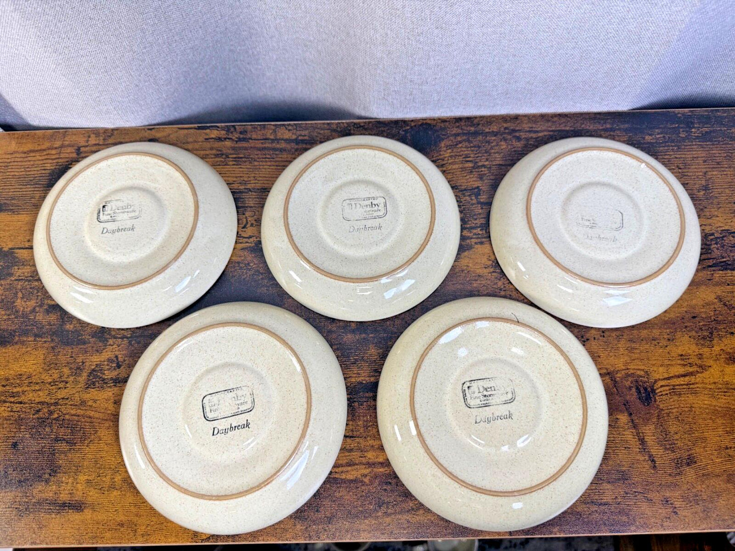 Vintage Denby Daybreak Stoneware LOT cups, saucers, creamer, sugar bowl, plate