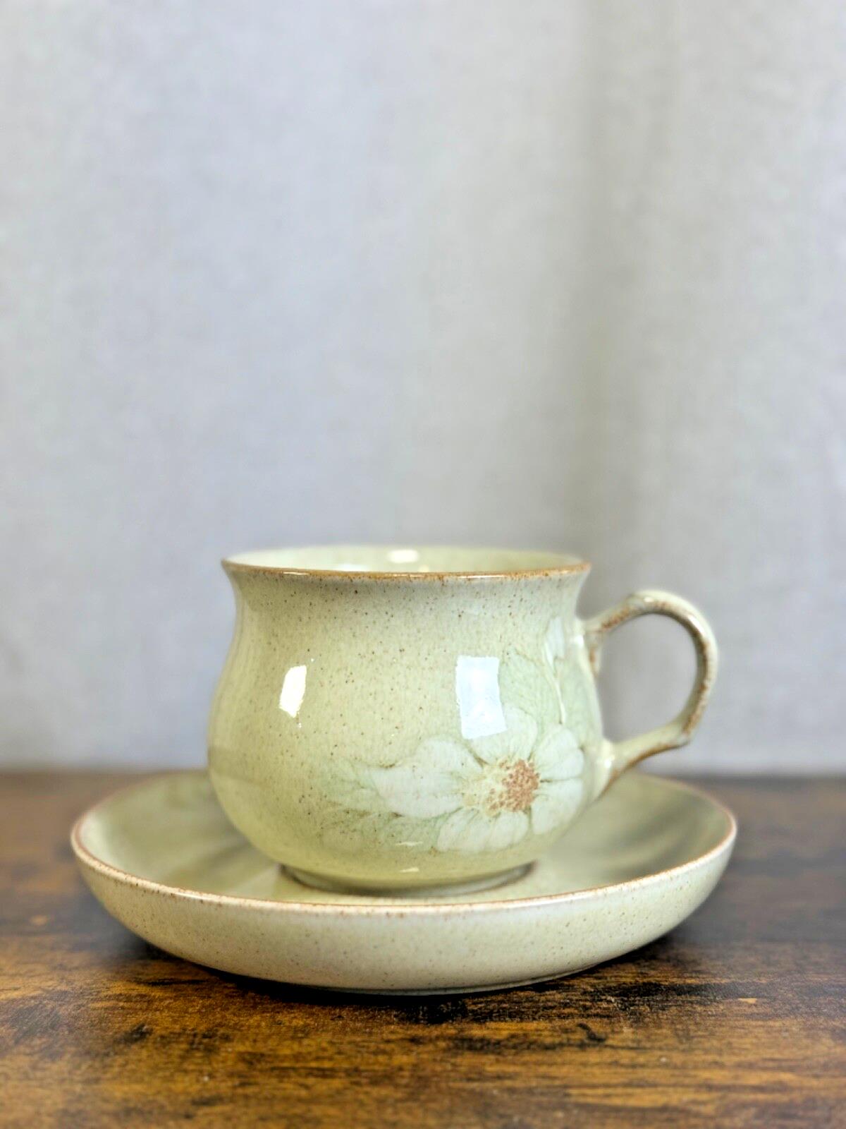 Vintage Denby Daybreak Stoneware LOT cups, saucers, creamer, sugar bowl, plate