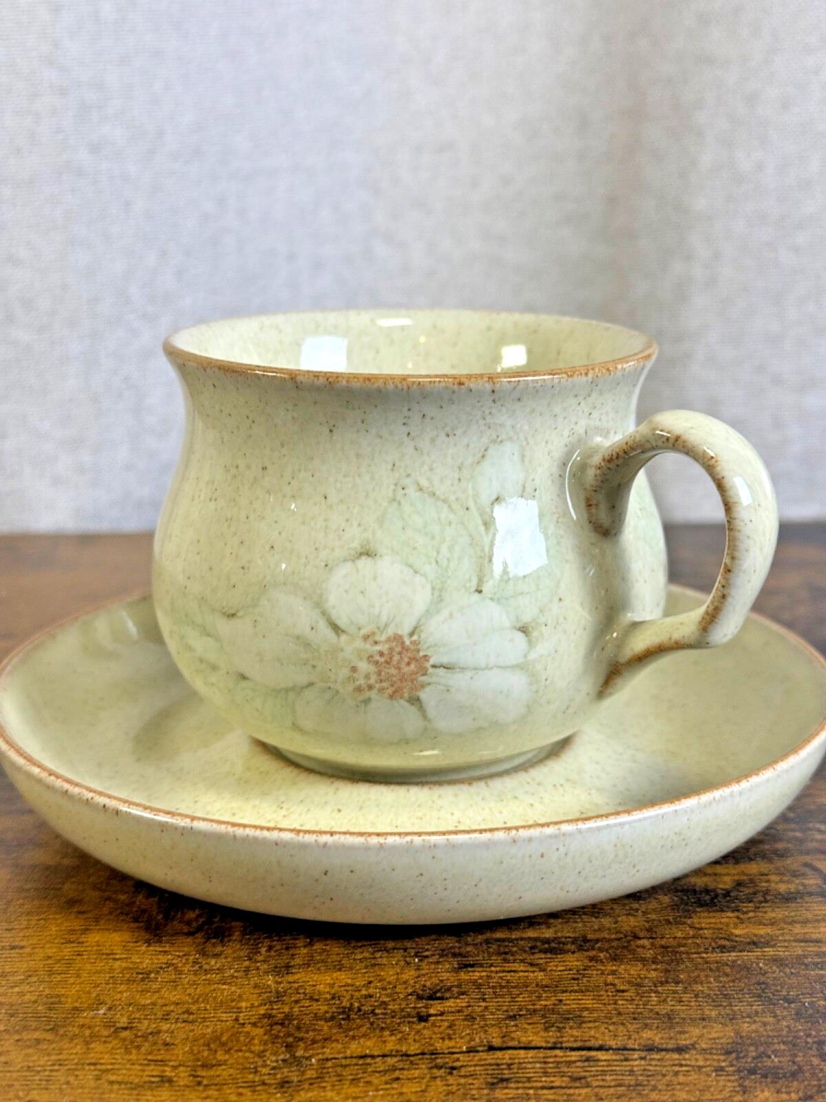 Vintage Denby Daybreak Stoneware LOT cups, saucers, creamer, sugar bowl, plate
