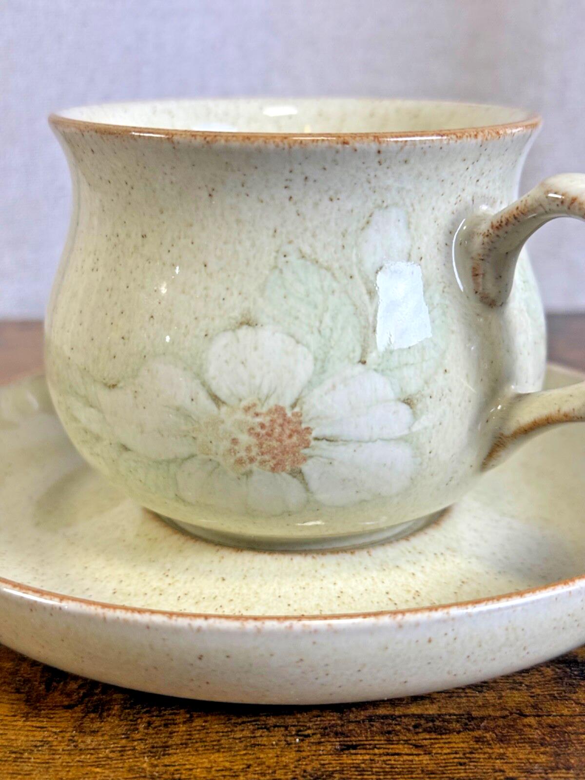 Vintage Denby Daybreak Stoneware LOT cups, saucers, creamer, sugar bowl, plate