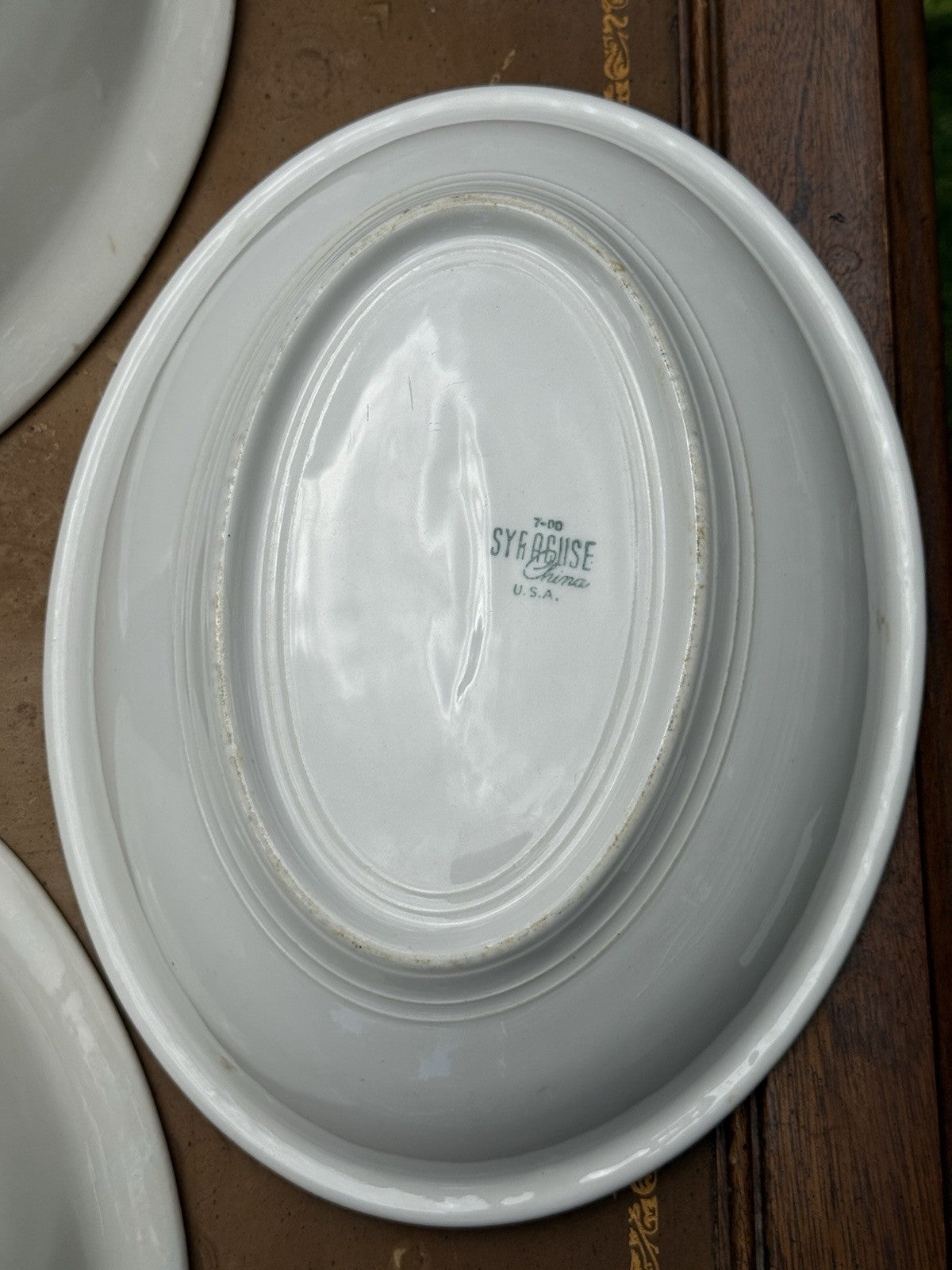 Lot of 3 Oval ceramic china platters, red floral pattern, Vintage Made In USA