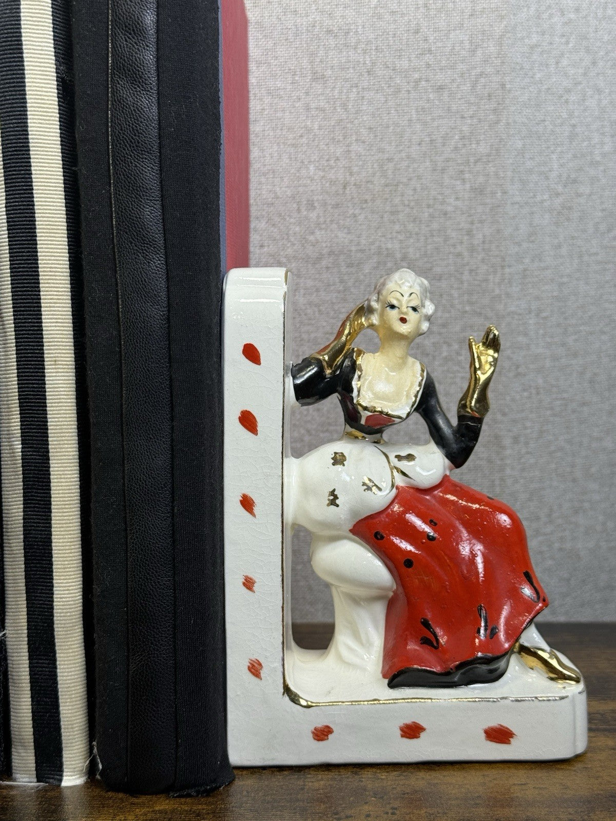 Antique Hand Painted Porcelain Irene Series Book Ends - Art Deco Decor