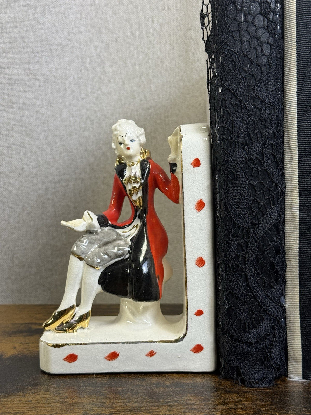 Antique Hand Painted Porcelain Irene Series Book Ends - Art Deco Decor