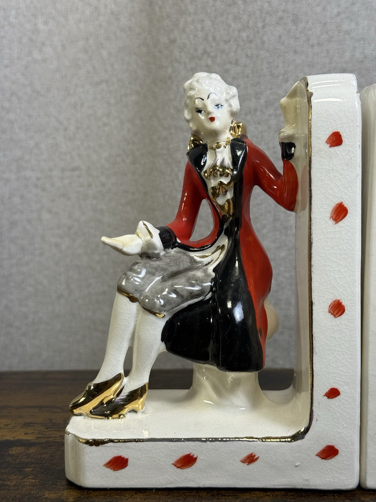 Antique Hand Painted Porcelain Irene Series Book Ends - Art Deco Decor