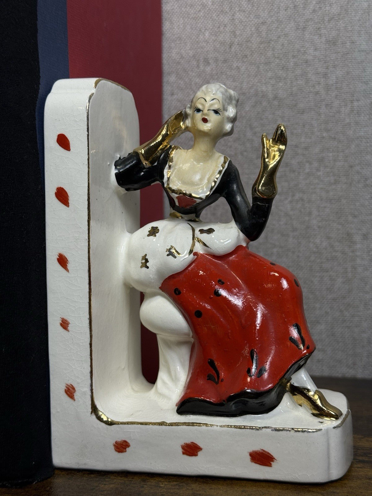 Antique Hand Painted Porcelain Irene Series Book Ends - Art Deco Decor