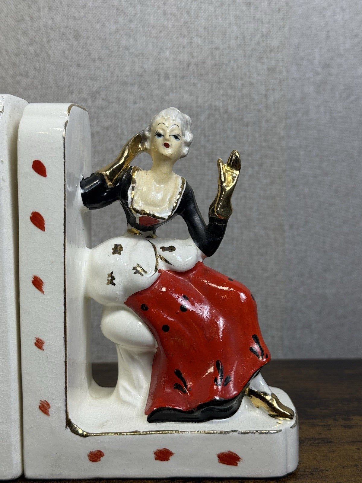 Antique Hand Painted Porcelain Irene Series Book Ends - Art Deco Decor