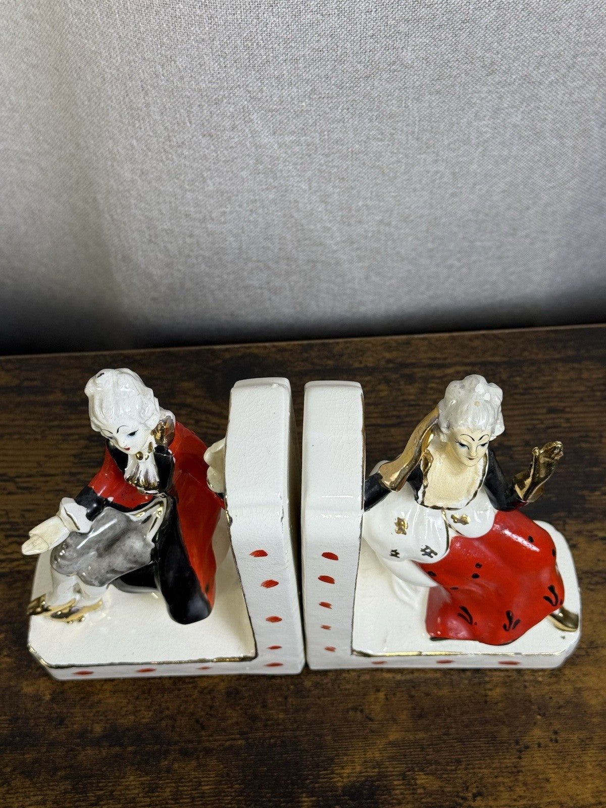 Antique Hand Painted Porcelain Irene Series Book Ends - Art Deco Decor
