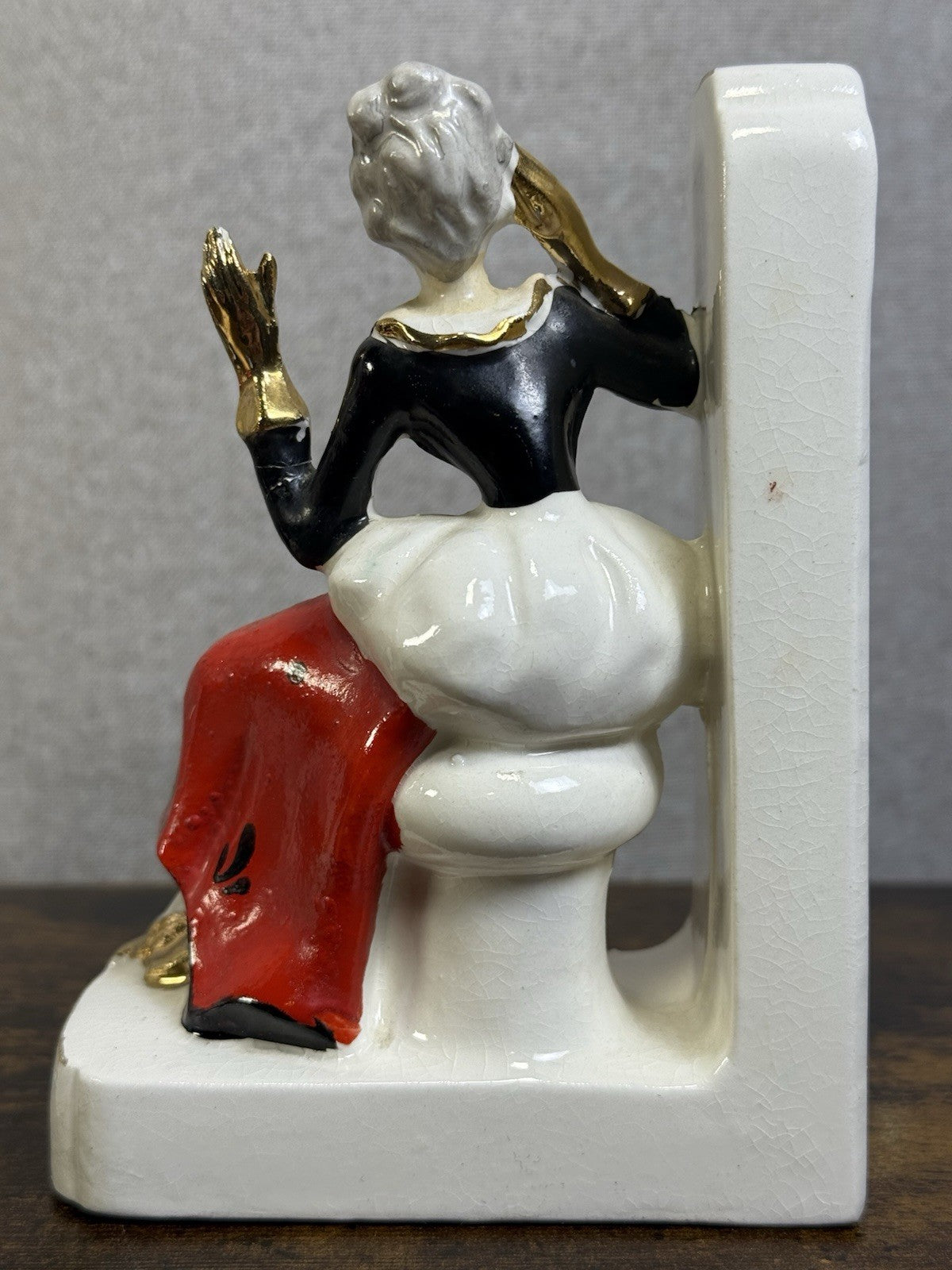 Antique Hand Painted Porcelain Irene Series Book Ends - Art Deco Decor