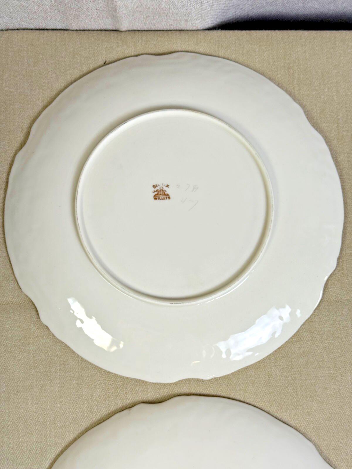 SALE! Rare Antique Belleek Willets Gold Hand painted Limoges China Dinner Plates