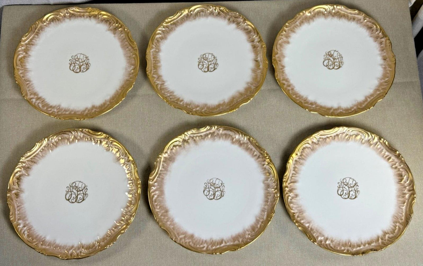 SALE! Rare Antique Belleek Willets Gold Hand painted Limoges China Dinner Plates
