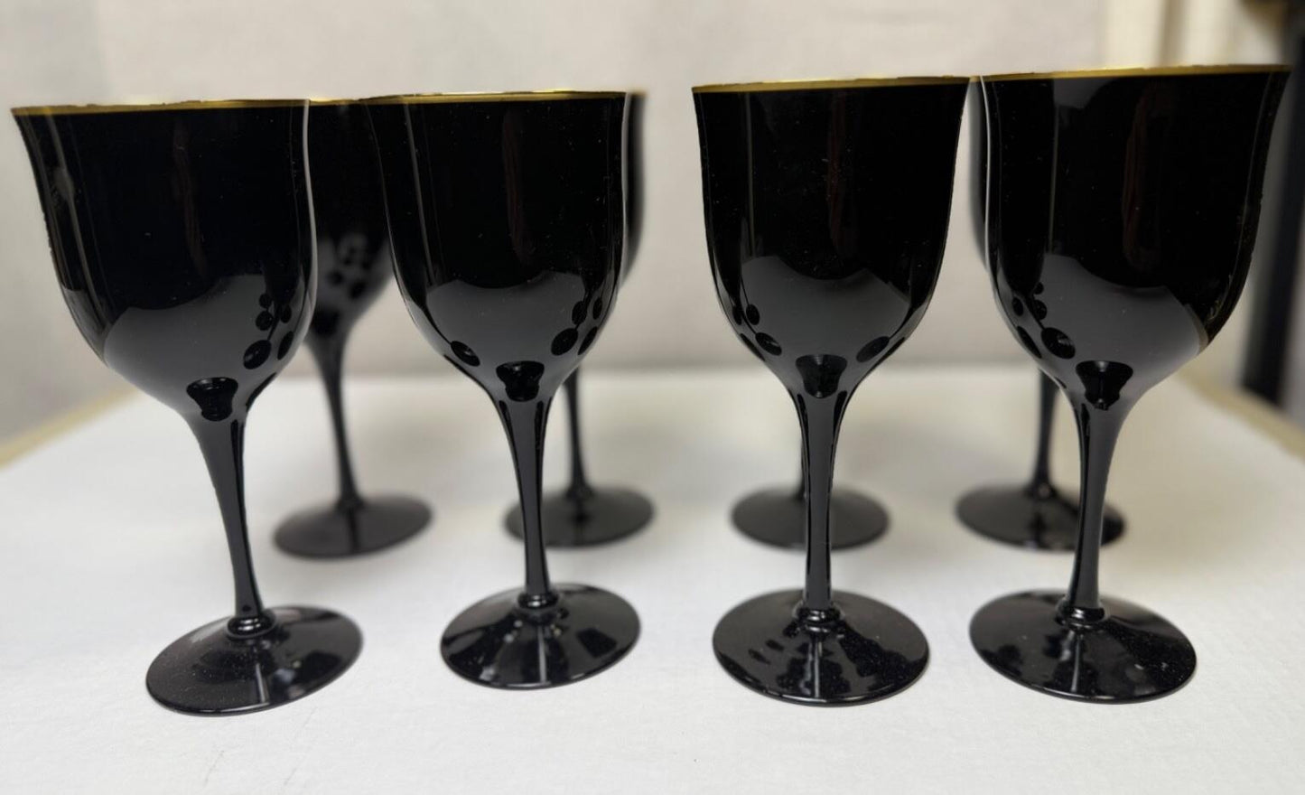 Vintage Noritake Remembrance Ebony Black & Gold Glasses set of 8, Art Deco style