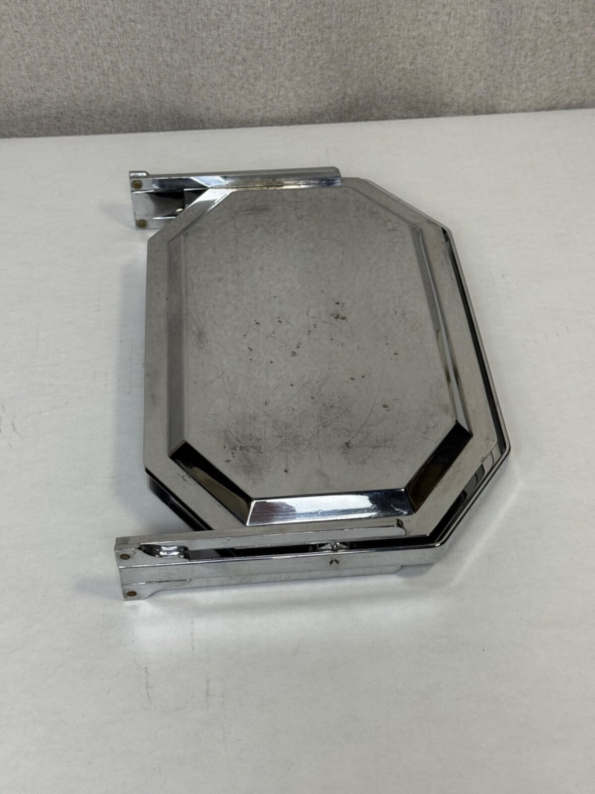Vtg Chase Art Deco Folding 3 Section Tiered Chrome Tray - Entertaining Decor