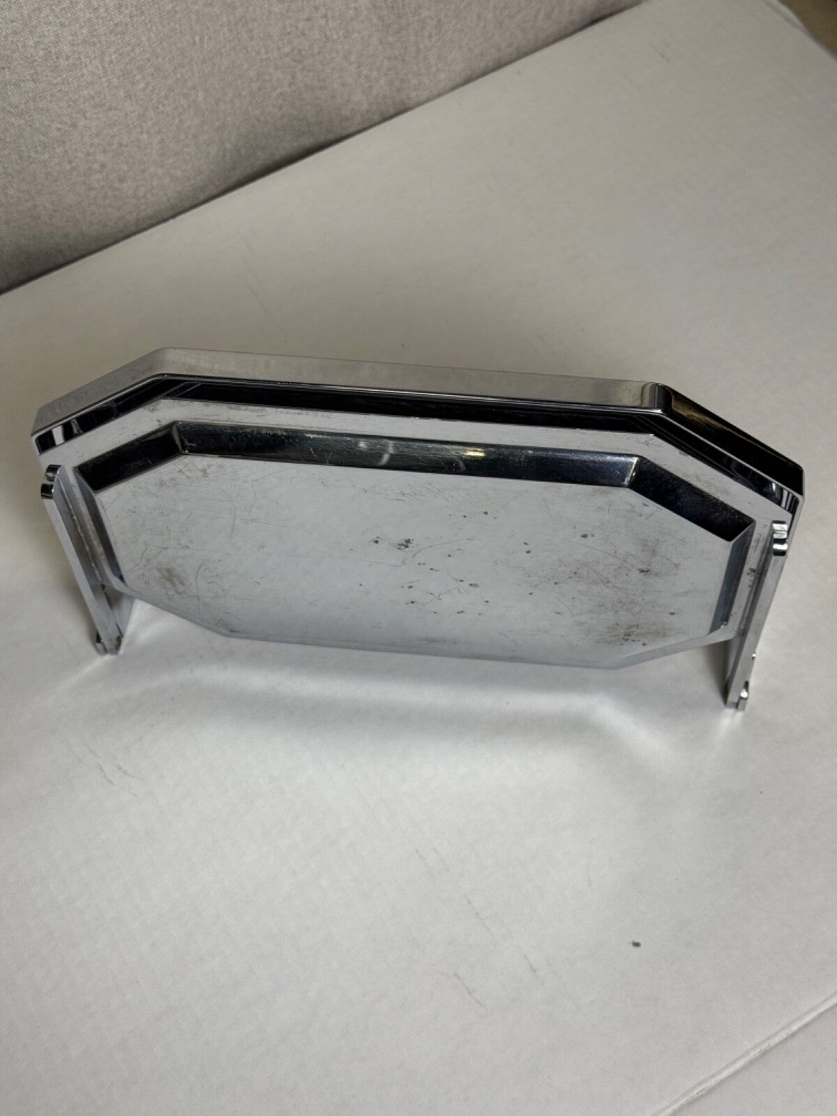 Vtg Chase Art Deco Folding 3 Section Tiered Chrome Tray - Entertaining Decor