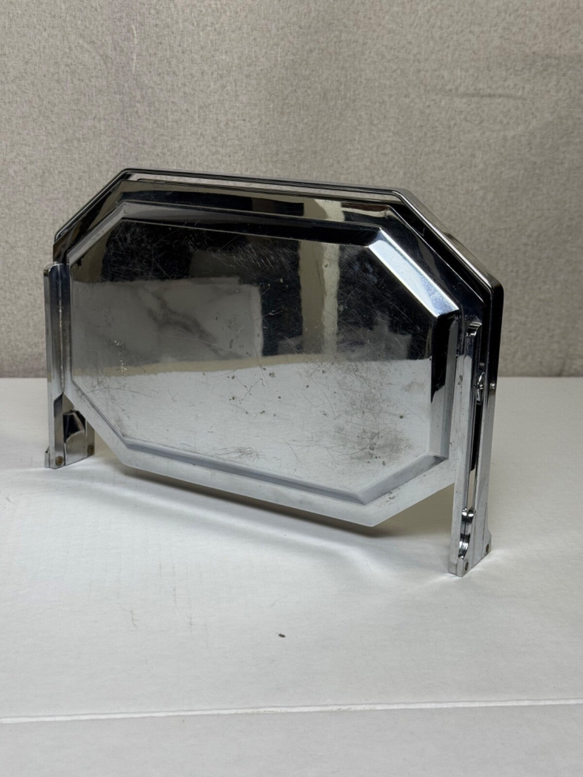 Vtg Chase Art Deco Folding 3 Section Tiered Chrome Tray - Entertaining Decor