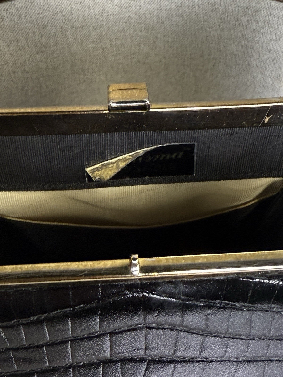 SALE! Vintage MCM Black Alligator/crocodile Handbag With Gold Plated Handle
