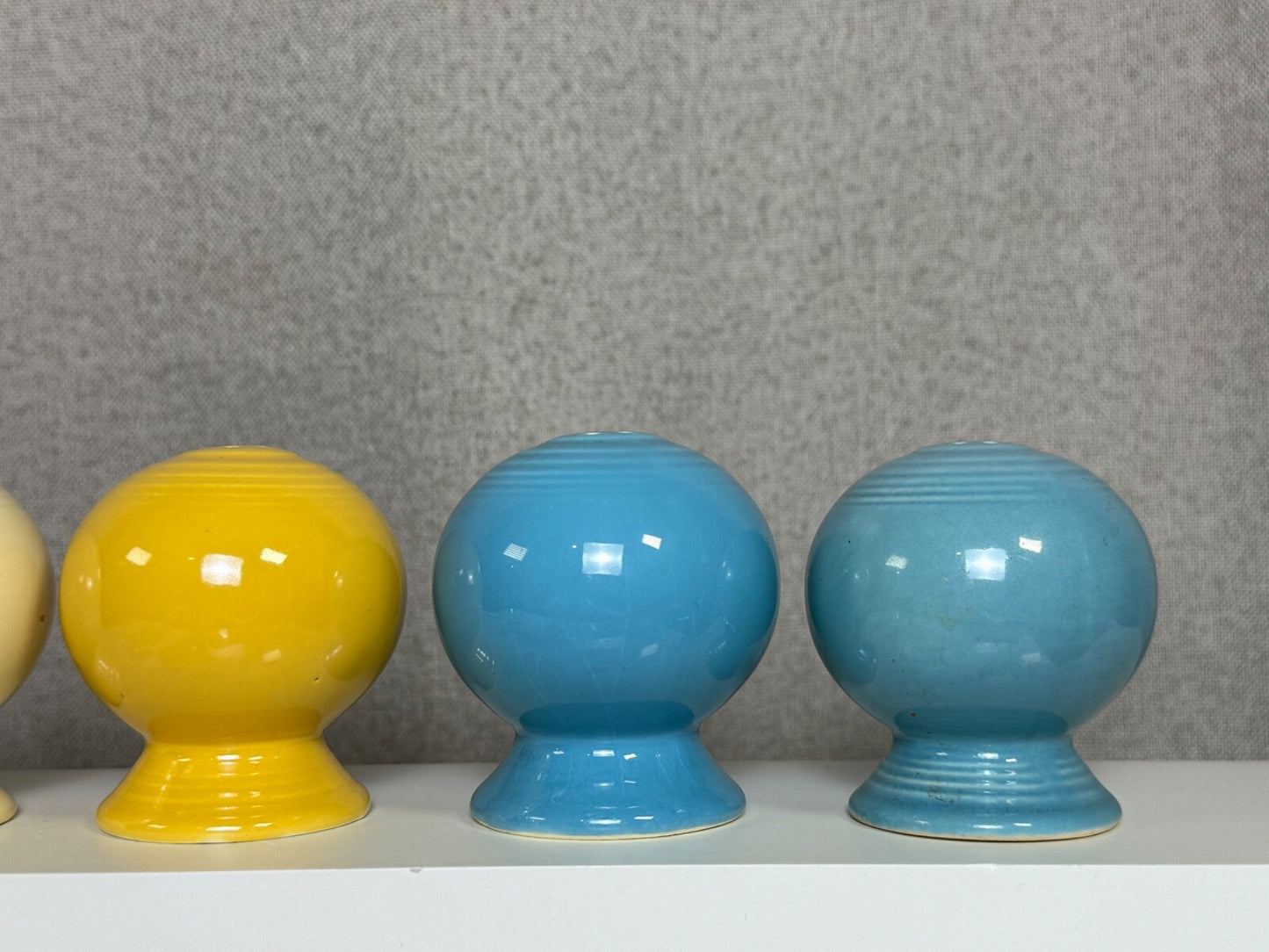 Vintage Fiesta Ware Salt & Pepper Shakers Lot of 6 - Ivory, Yellow, Rose, Blue