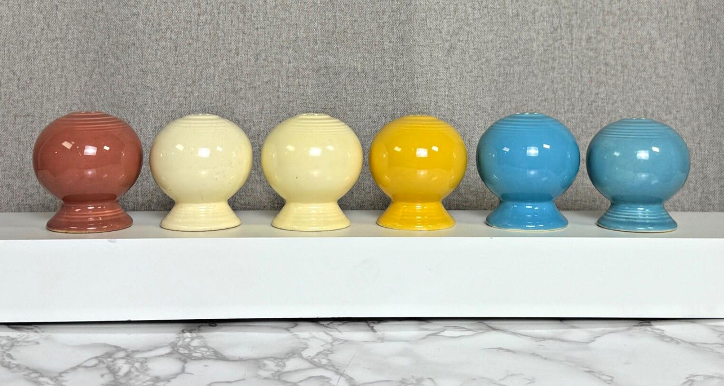 Vintage Fiesta Ware Salt & Pepper Shakers Lot of 6 - Ivory, Yellow, Rose, Blue