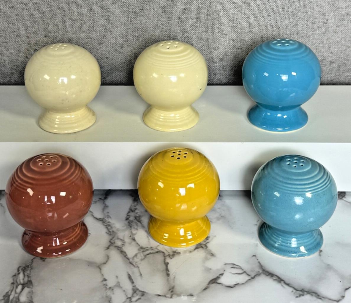 Vintage Fiesta Ware Salt & Pepper Shakers Lot of 6 - Ivory, Yellow, Rose, Blue