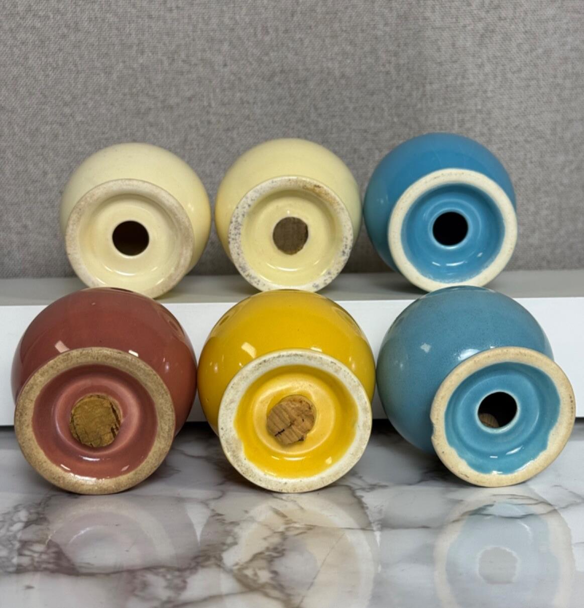 Vintage Fiesta Ware Salt & Pepper Shakers Lot of 6 - Ivory, Yellow, Rose, Blue