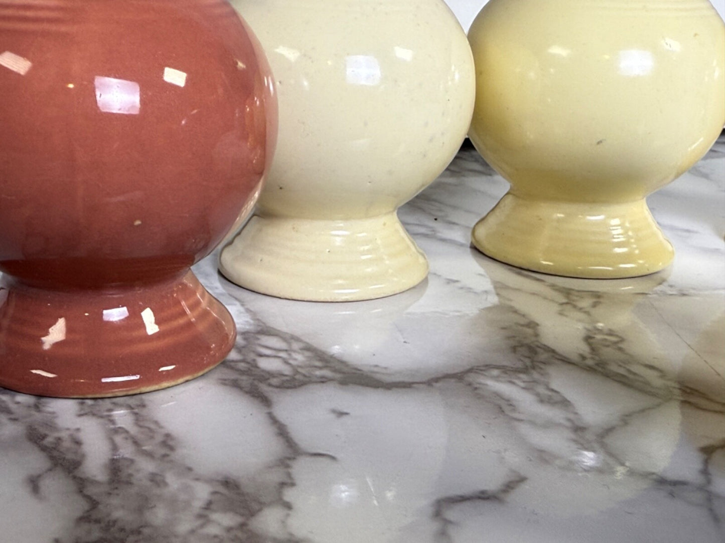 Vintage Fiesta Ware Salt & Pepper Shakers Lot of 6 - Ivory, Yellow, Rose, Blue