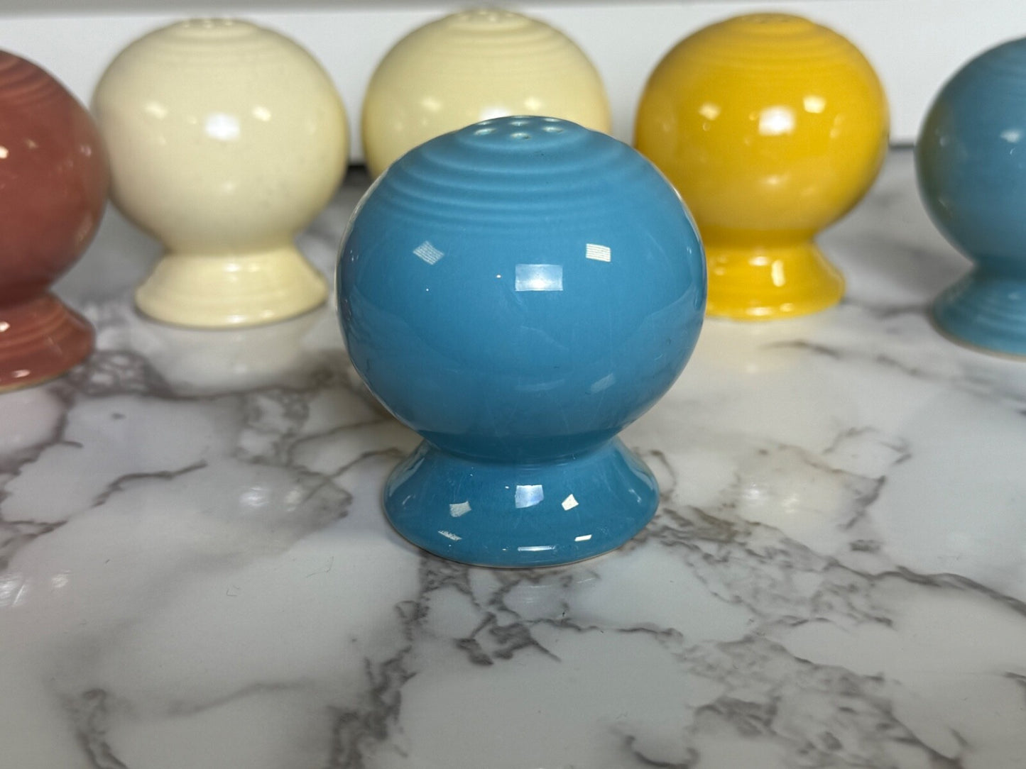 Vintage Fiesta Ware Salt & Pepper Shakers Lot of 6 - Ivory, Yellow, Rose, Blue