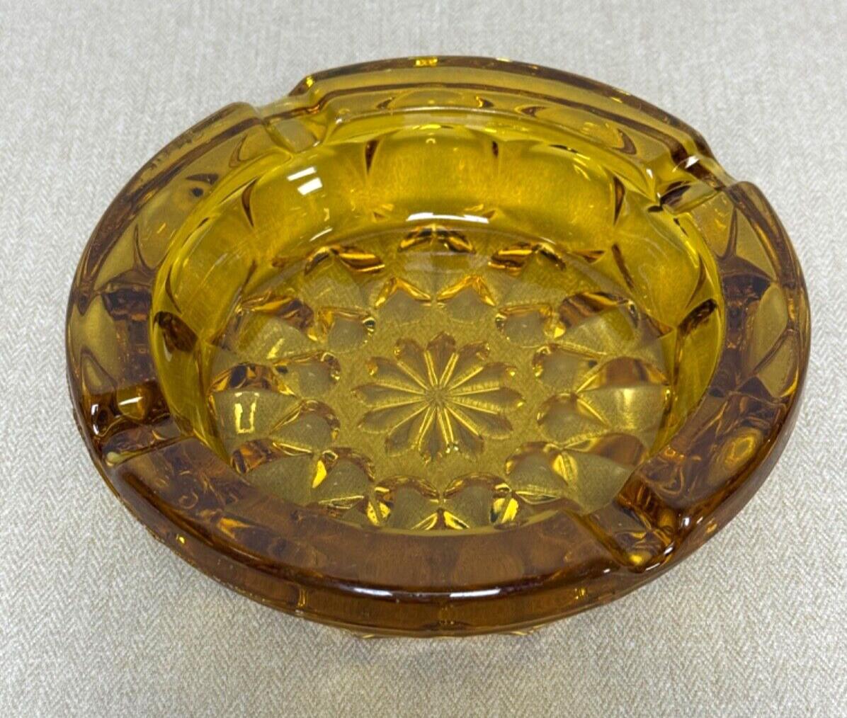 MCM Anchor Hocking amber glass ashtray Fairfield Starburst functioning decor