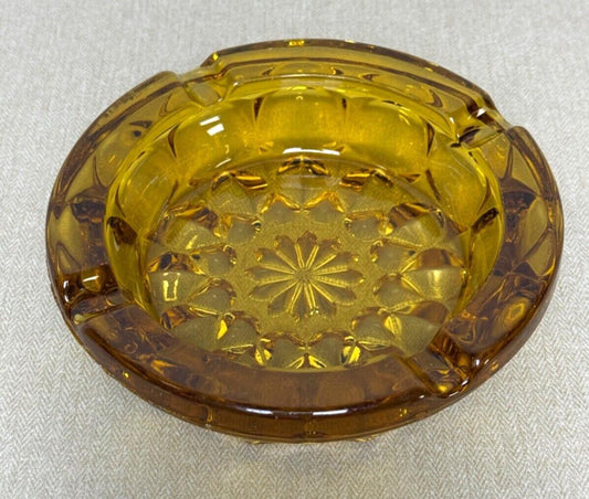 MCM Anchor Hocking amber glass ashtray Fairfield Starburst functioning decor