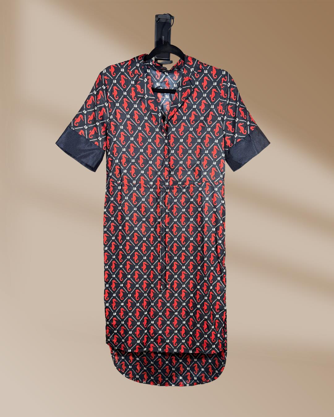 Scotch and Soda Shirt dress, Women's size X Small - Seahorse Print, Red and blue
