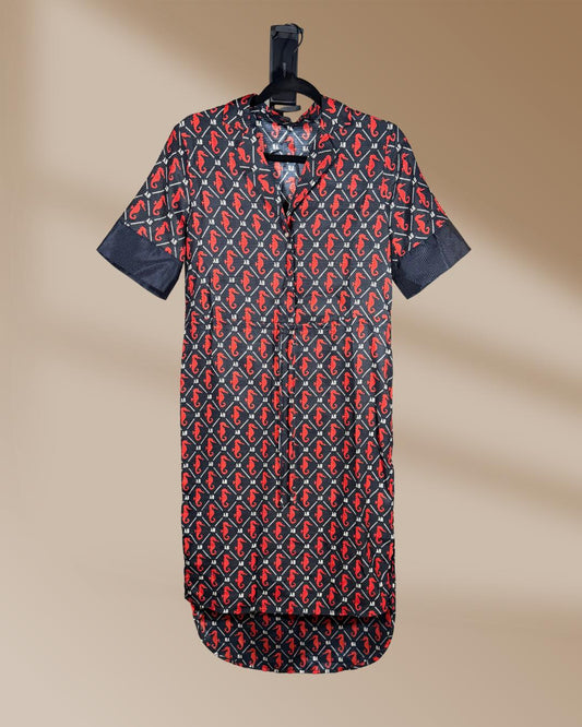 Scotch and Soda Shirt dress, Women's size X Small - Seahorse Print, Red and blue